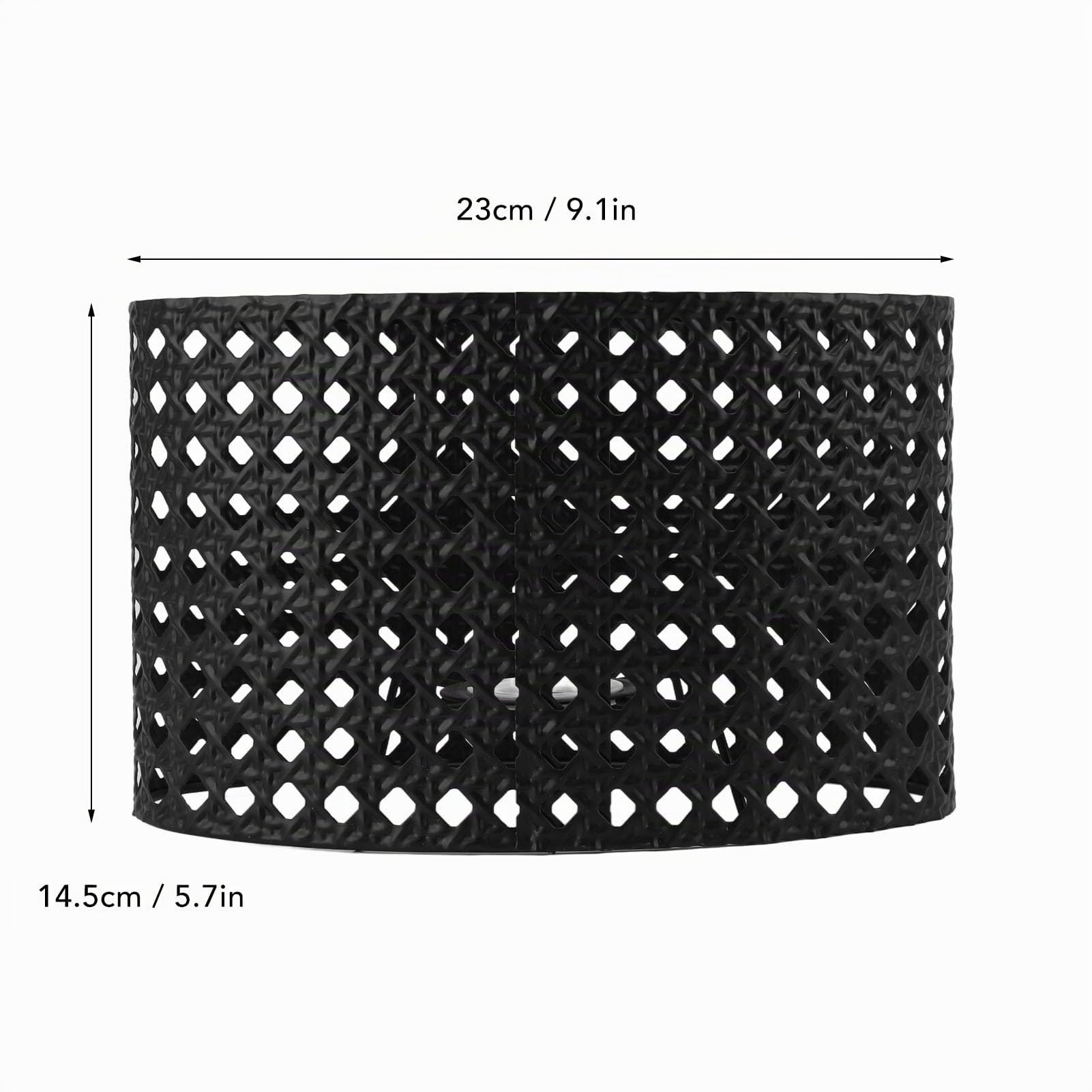 Paralume in Metallo E27 E14 Ovale Cavo in Ferro Con Incisione per Lampada da Tavolo Vintage, Lampada da Parete, Lampadario da Comodino, 23 x 14,5 cm (Nero)