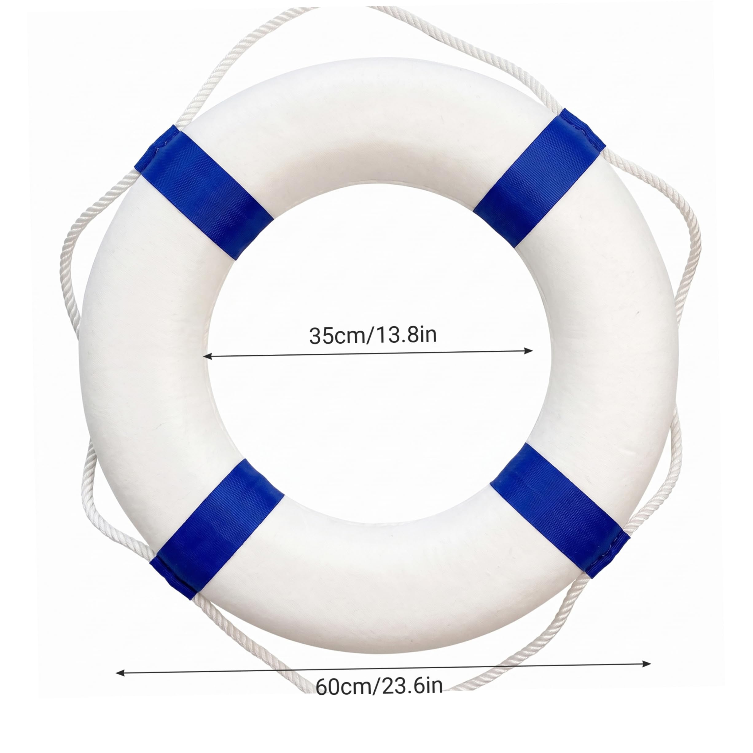 Anillo de Seguridad para Piscina, Salvavidas para Piscina sin inflar para Playa, Azul y Blanco.