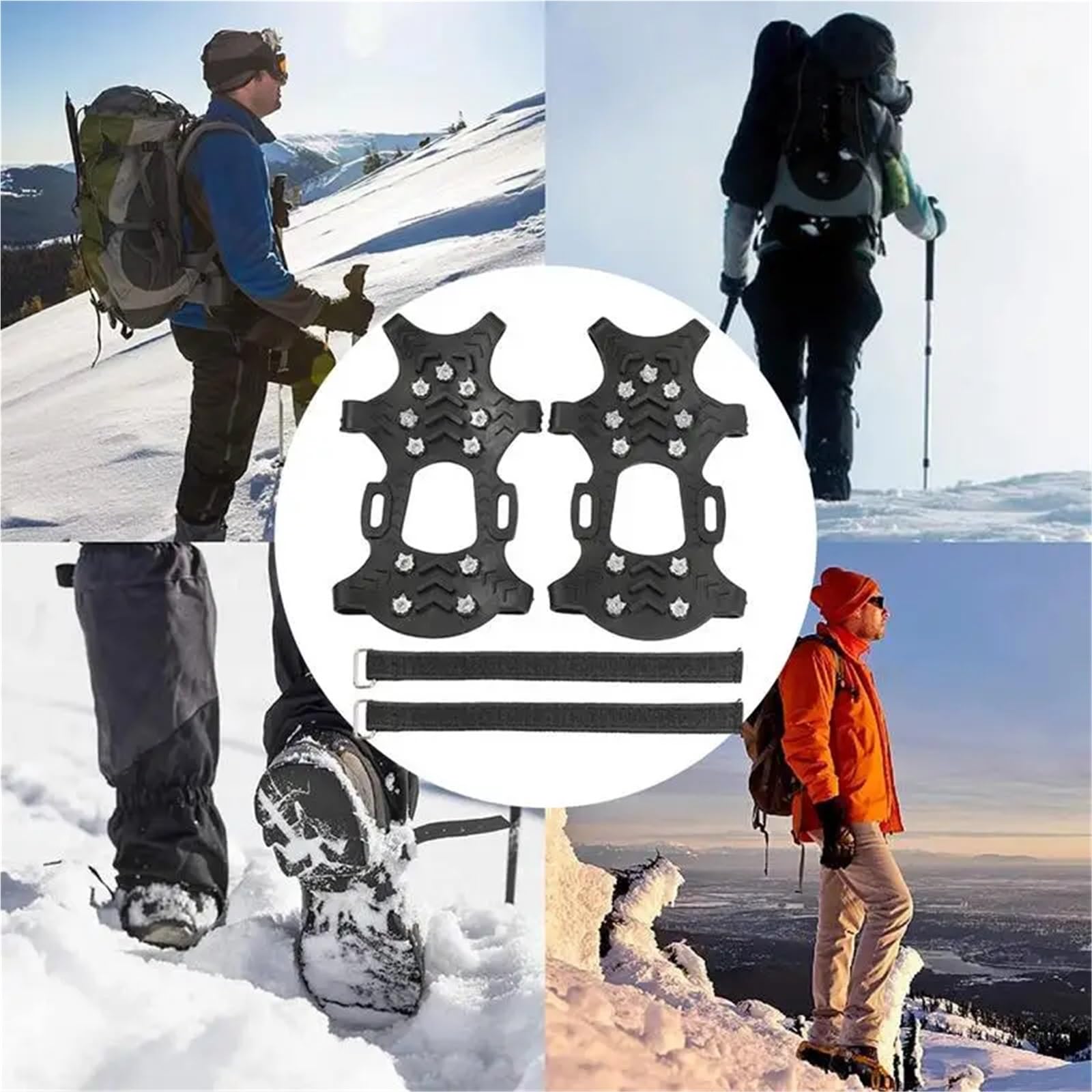 Crampons Poignées de Neige glacée, Pointes Chaussures à 11 Dents for chaînes Glace for la et, Crampons Traction antidérapants Multifonctions for l'hiver pour randonnée hivernale
