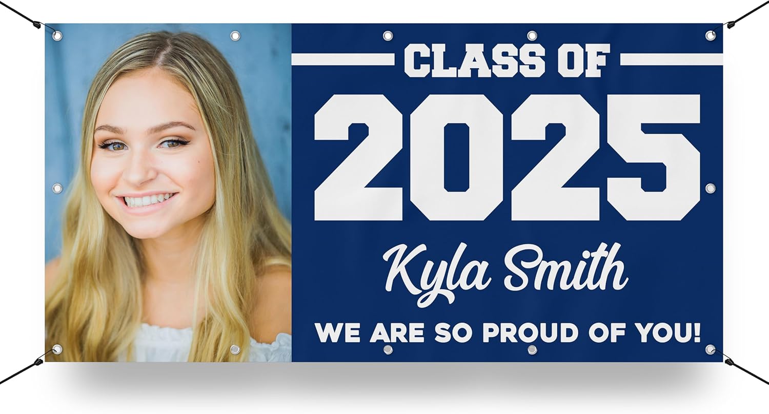 Class of 2026 Graduation Vinyl Banner Personalized Sign, Customizable School Colors, Custom Photo - Milweb1 (5'x10')