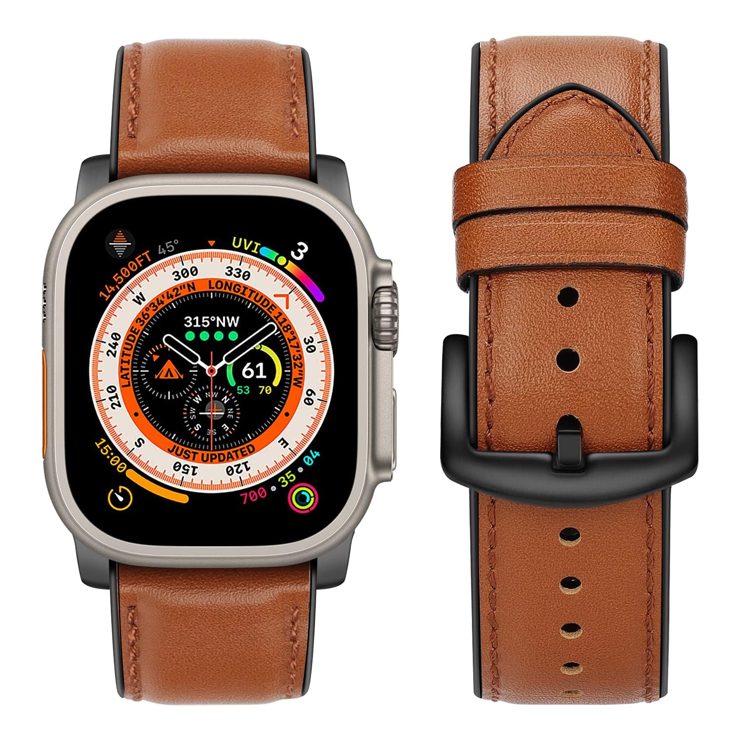 Tasikar Compatible with Apple Watch Band 49mm 45mm 44mm 42mm 41mm 40mm 38mm, Genuine Leather Silicone Replacement Strap Compatible for iWatch Ultra SE Series 9 8 7 6 5 4 3 2 1