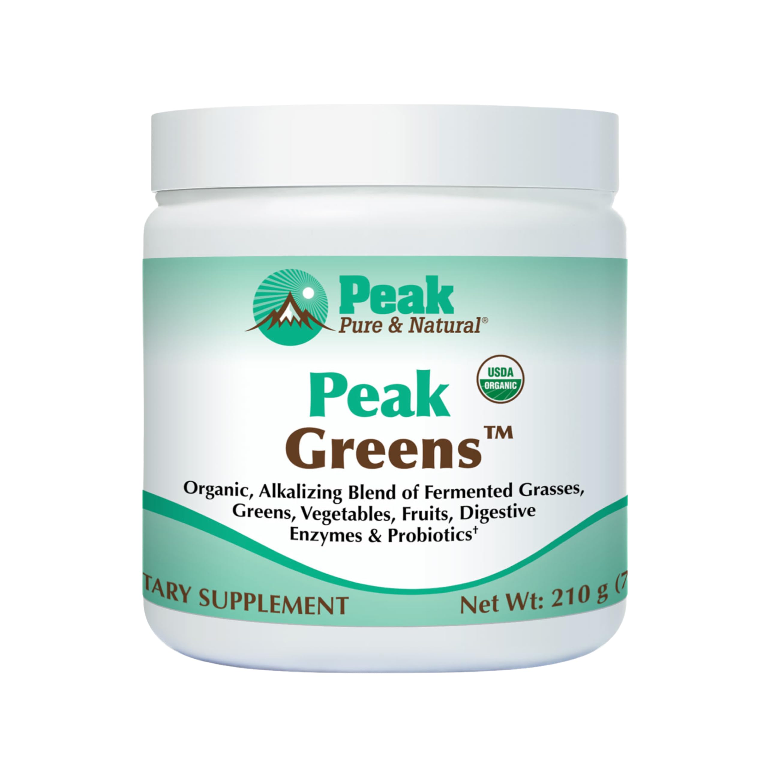 Peak Pure & Natural Peak Greens Support pH Balance and Alkalinity | Superfood Green Drink Powder | Blend of Fermented Grass, Vegetable, & Fruit | Digestive Enzyme & Probiotic Powder