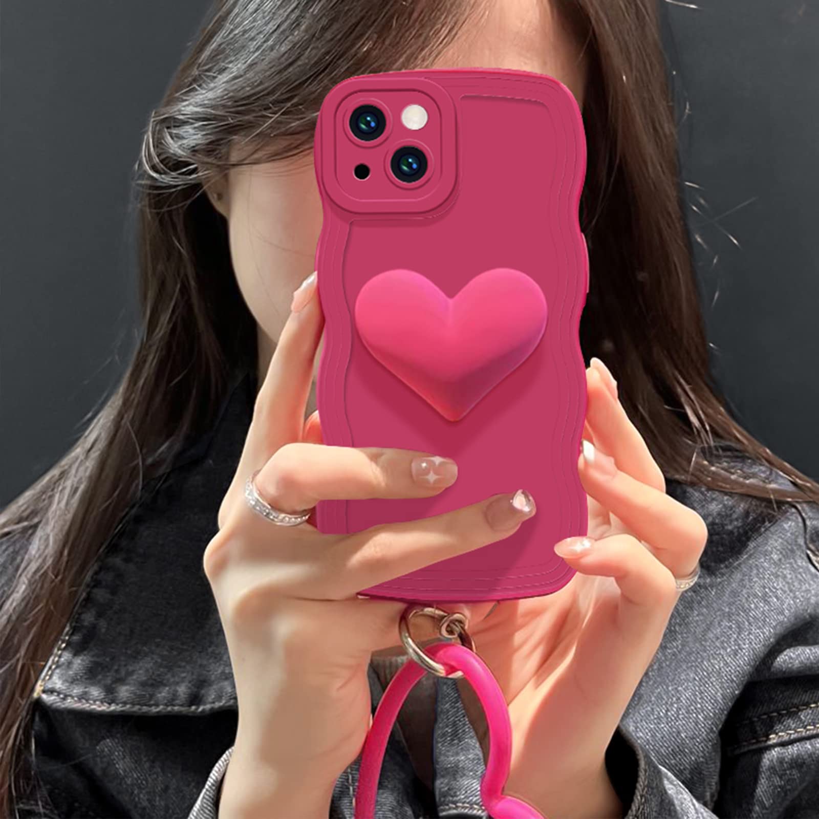 Amazon.co.jp: YWYUHE ホットピンクハートフォンケース iPhone 12対応