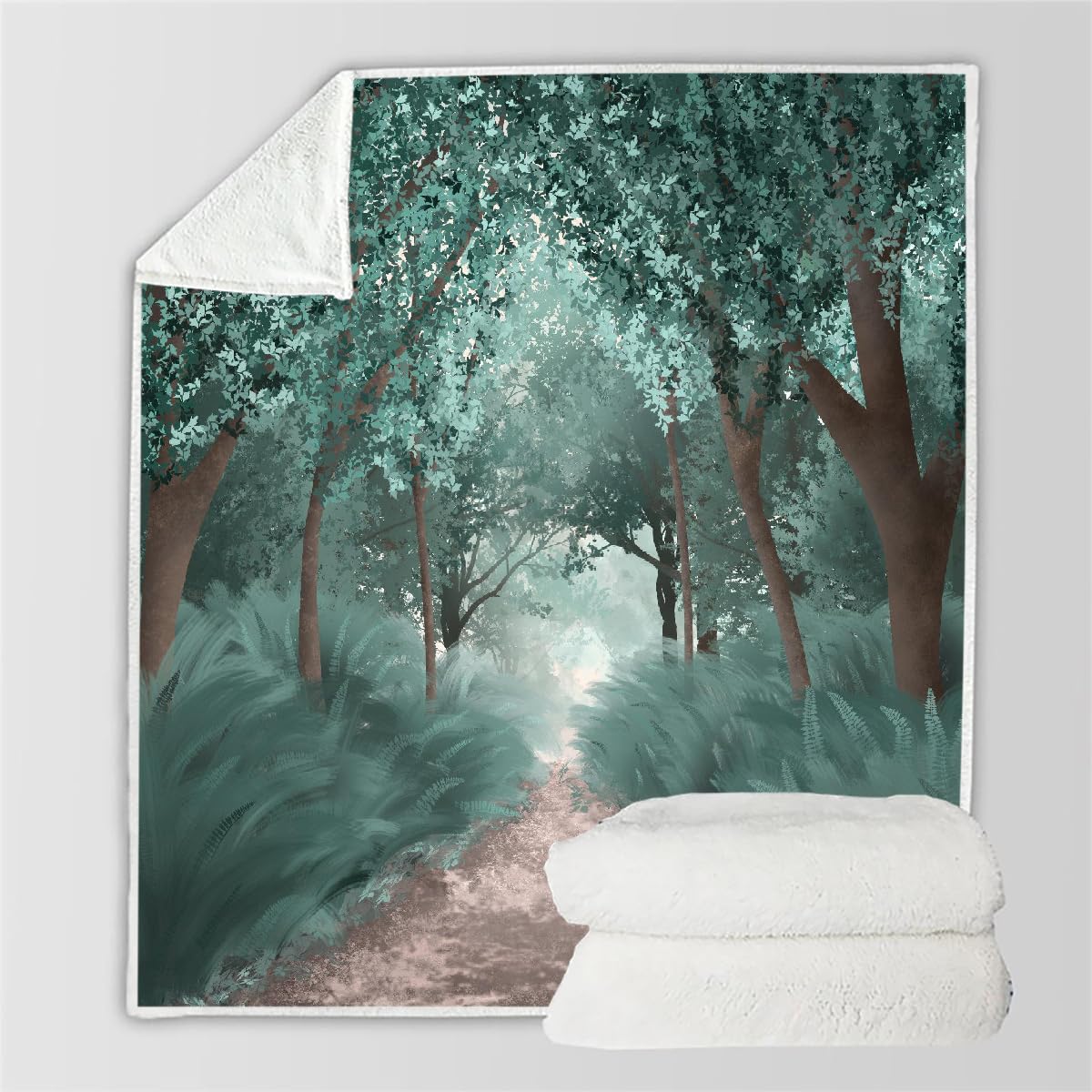 Couverture Polaire Flanelle 200x200cm HABEAT 3D Forêt Douce pour Lit