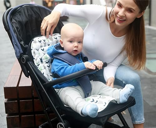 Miniatura 7 de Cojín de cochecito de bebé, universal transpirable, cojín de cochecito para cochecitos, 100% algodón, 13.4 x 30.7 in, 1 paquete (oso negro)