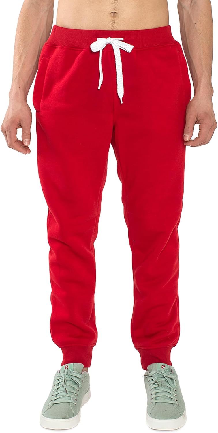 Southpole Men's Active Fleece Open Bottom Sweatpants - Regular and Big & Tall Sizes 1570 Basic Active Fleece Jogger Sweatpants Small Red a