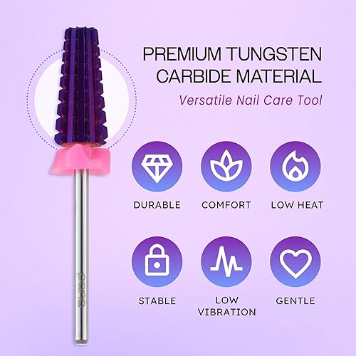 Miniatura 5 de PANA Broca de carburo de uñas 5 en 1 Uso de rotación bidireccional para zurdos y diestros acrílico de eliminación rápida o gel duro vástago de