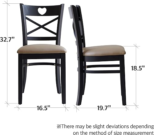 Miniatura 2 de Livinia Heart X-Back - Juego de 2 sillas de comedor con respaldo en forma de X, color roble malayo sólido tapizado de piel sintética, sillas