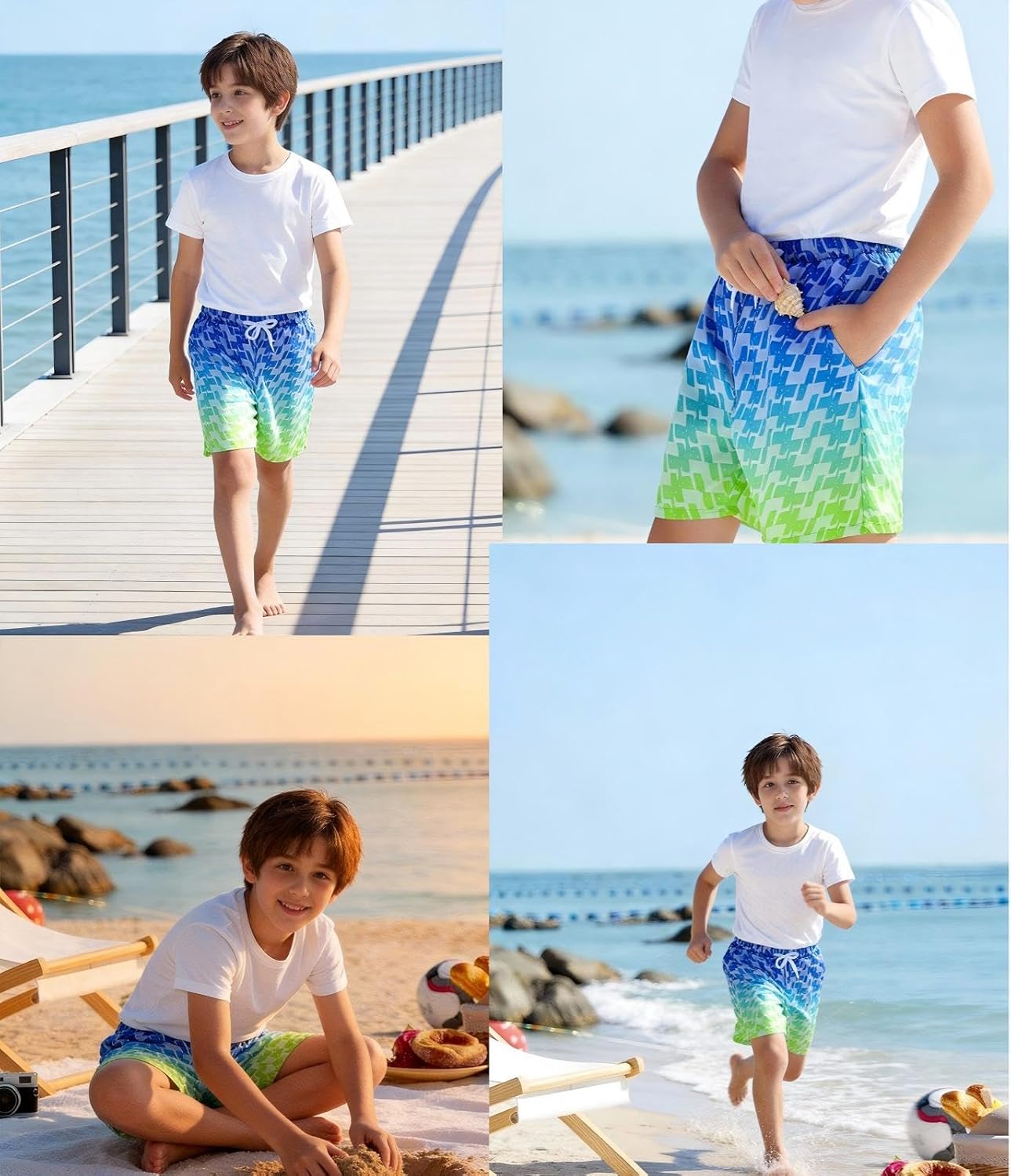 Boys Swim Trunks with Compression Liner Quick Dry Beach Shorts Big Kids Bathing Suit Board Shorts Swimwear 5-16Y - Image 2