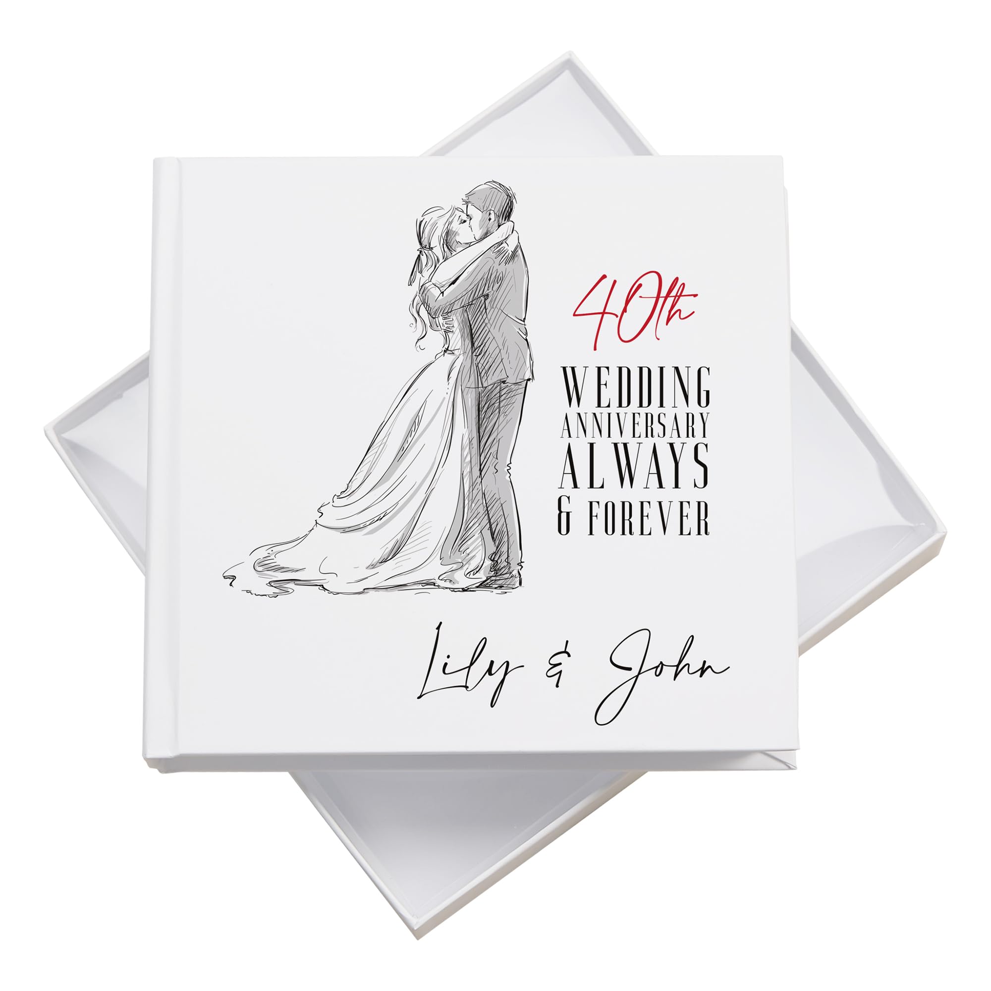 Ukgiftstoreonline White Personalised 40Th Wedding Anniversary Photo Album Gift