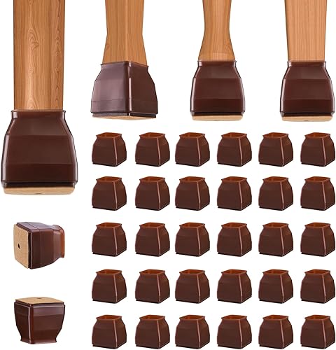 Vista 11 de BALEINE Paquete de 16 protectores de suelo de silicona para patas de silla, tapa protectora para patas de taburete, tapas antideslizantes para patas