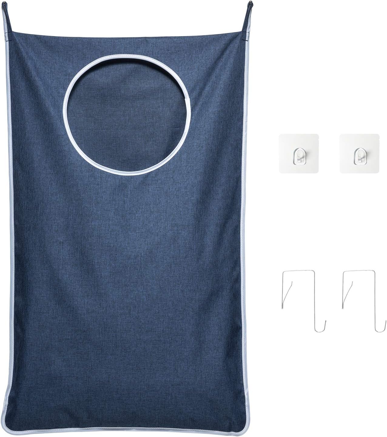 Large Hanging Laundry Hamper Bag, Door Hanging Hamper with Hooks Laundry Basket Dirty Clothes Hanging Laundry Storage Bag Larg Size 35X22inch(Blue)