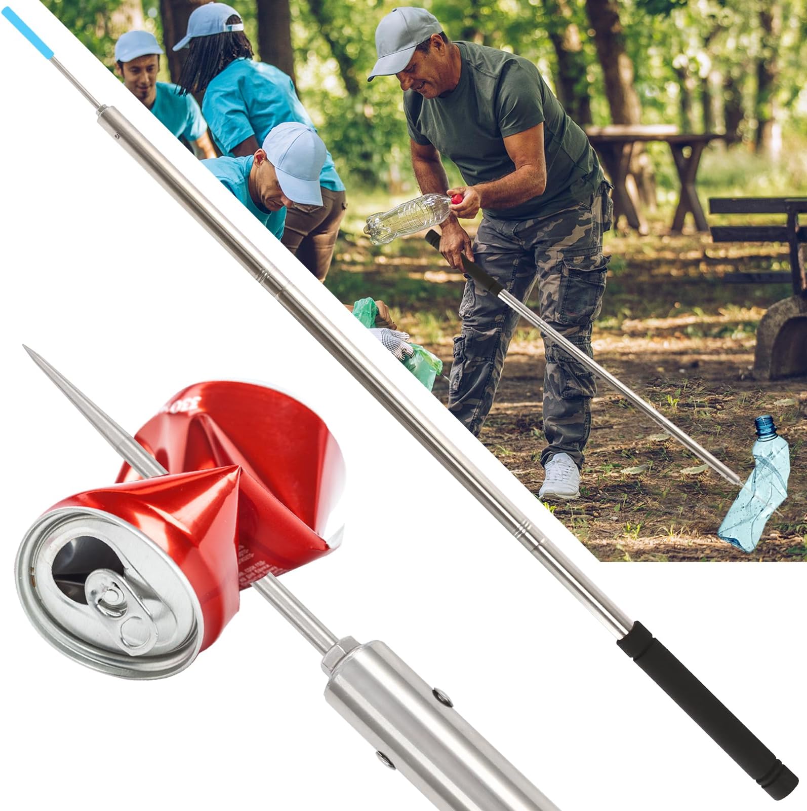 Trash Picker Debris Nabber 48inch,Long Reacher Grabber Pick up Tool Stainless Steel Debris nabber Durable and Rust Resistant, and Comfortable Sponge Handle.