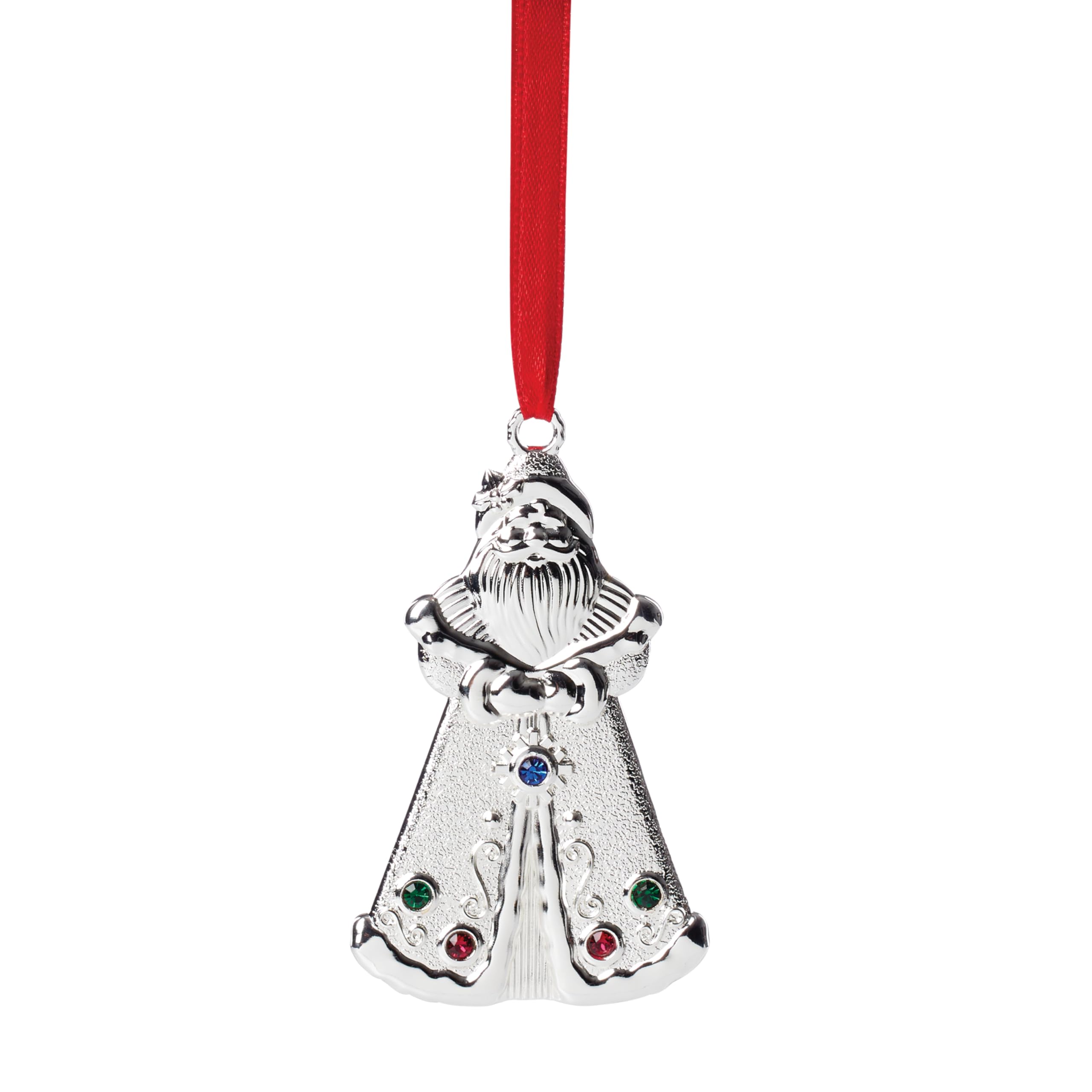 Lenox Jeweled Santa Ornament, Sterlingplate, Multicolor, 0.12