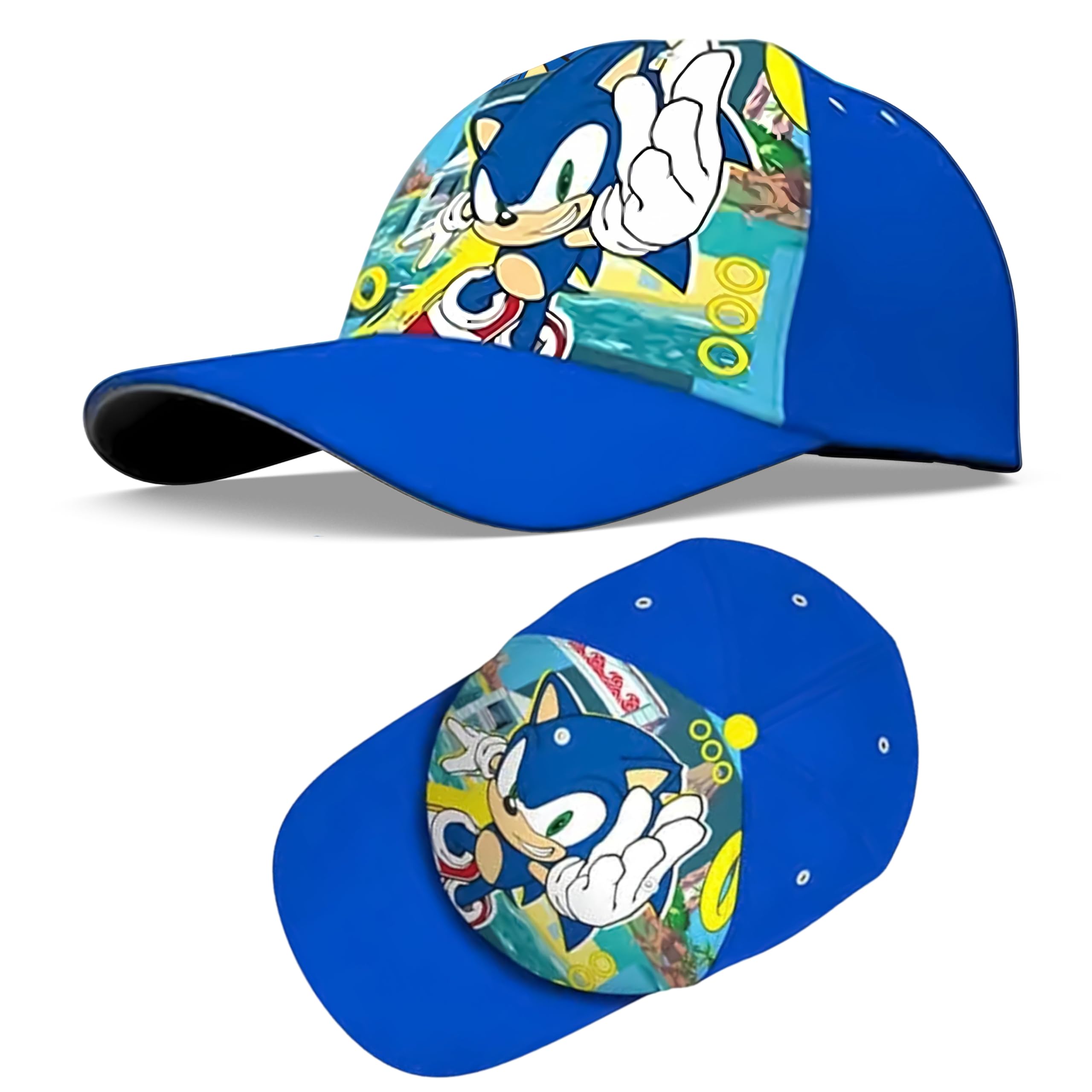 SRV Hub Sonic The Hedgehog Kids Baseball Cap for Boys 3–6 Years – Blue Cartoon Toddler Hat with Adjustable Strap – Summer Sun Hat for Outdoor UV Protection & Everyday Wear