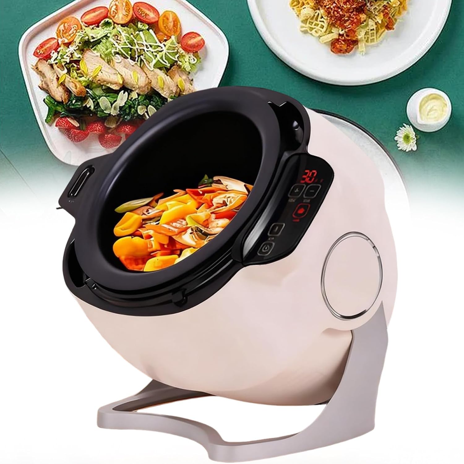 Automatic Cooking Machine, 360° Rotatable Drum Type Fried Rice Machine for Stir Frying Stewing Cooking