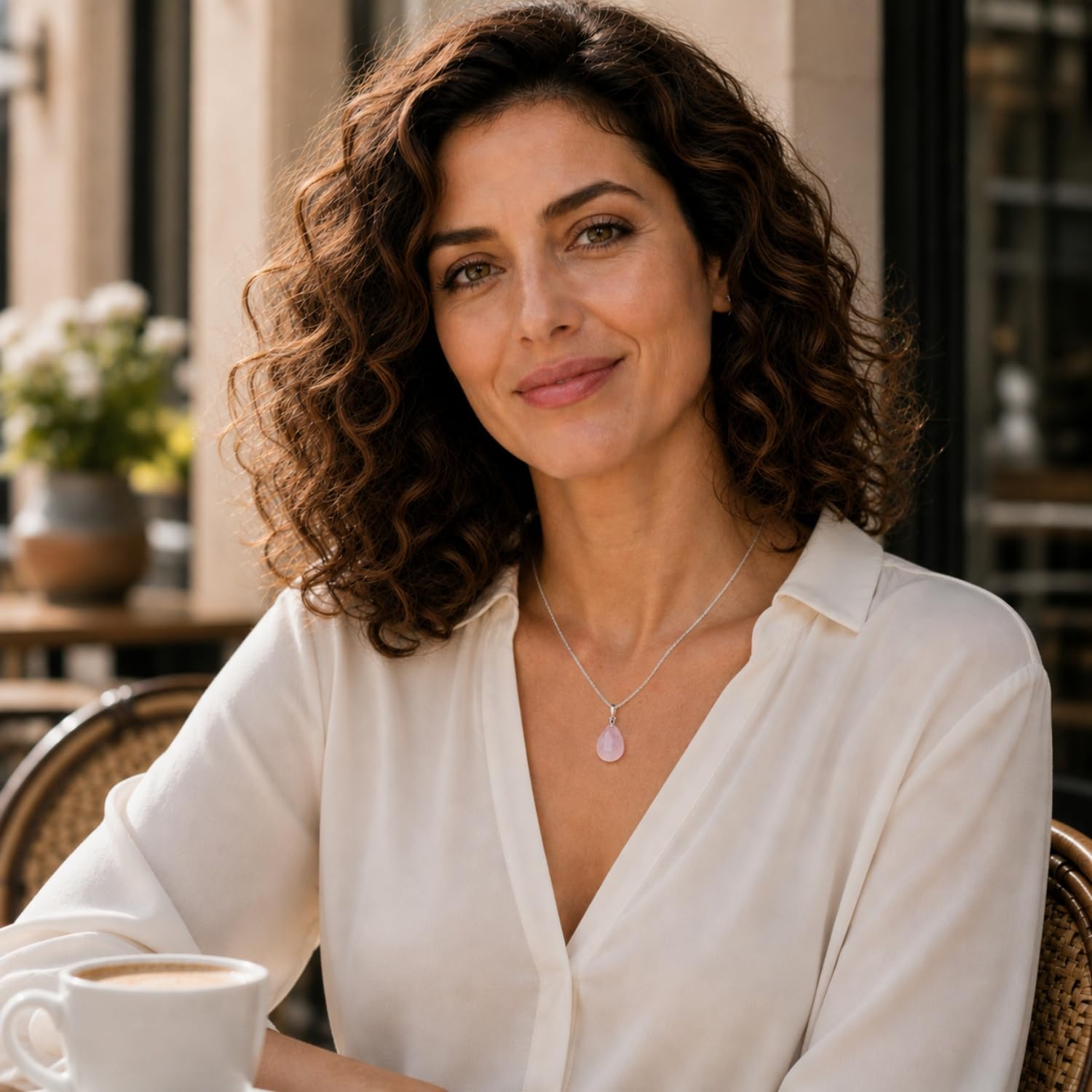 COAI Collana da Donna in Argento Sterling 925 con Ciondolo Goccia Lacrima in Pietre Naturali