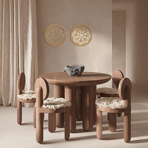 Miniatura 5 de Deanurs 2 espejos de pared decorativos redondos rústicos de madera de granero, decoración de espejo de granja para sala de estar, dormitorio, baño