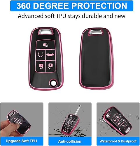 Miniatura 49 de QBUC Funda para llavero Chevy con llavero cromado TPU suave compatible con Chevrolet Chevy Equinox Malibu Impala Cruze Sonic 2010-2019