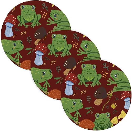 Miniatura 1 de 3 Pcs Heat Proof Trivet for Hot Dishes 15in Cotton Thread Weave Cooking Potholder Set Holder for Hot Pot Protecting Counter Cute Frogs and Mushrooms