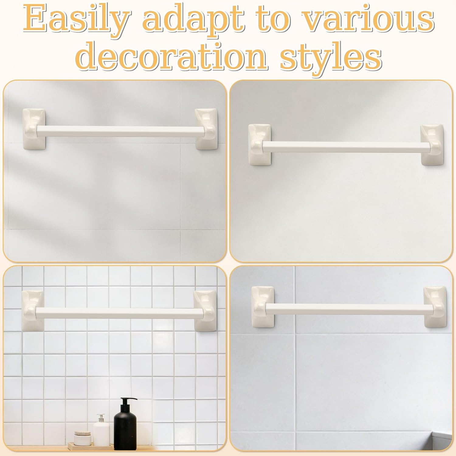 ベージュセラミックアーモンドボーンタオルバーロッドラックポストホルダーブラケット磁器タイルセットヴィンテージ釉バスルームアクセサリー