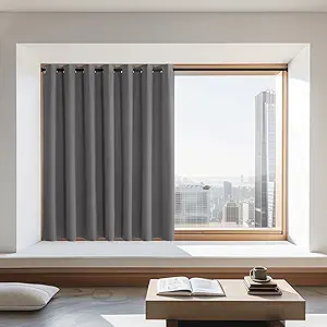 NICETOWN Grey Blackout Curtain Extra Wide 72 inches Long, Grommet Room Darkening Thermal Insulated Soundproof Window Treatment for Bedroom/Living Room, 1 Panel, W100 x L72