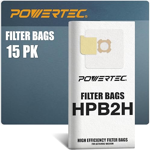 POWERTEC 75046-P5 - Bolsas de filtro de 5 capas para aspiradoras AstroVac, Valet y VacuMaid HPB2HPK y HPB2H, paquete de 15