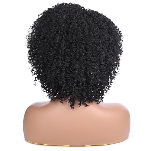 Miniatura 4 de WIGER Pelucas rizadas cortas de 6 pulgadas con parte lateral, pelucas rizadas afro negras naturales para mujeres negras, pelucas sintéticas para