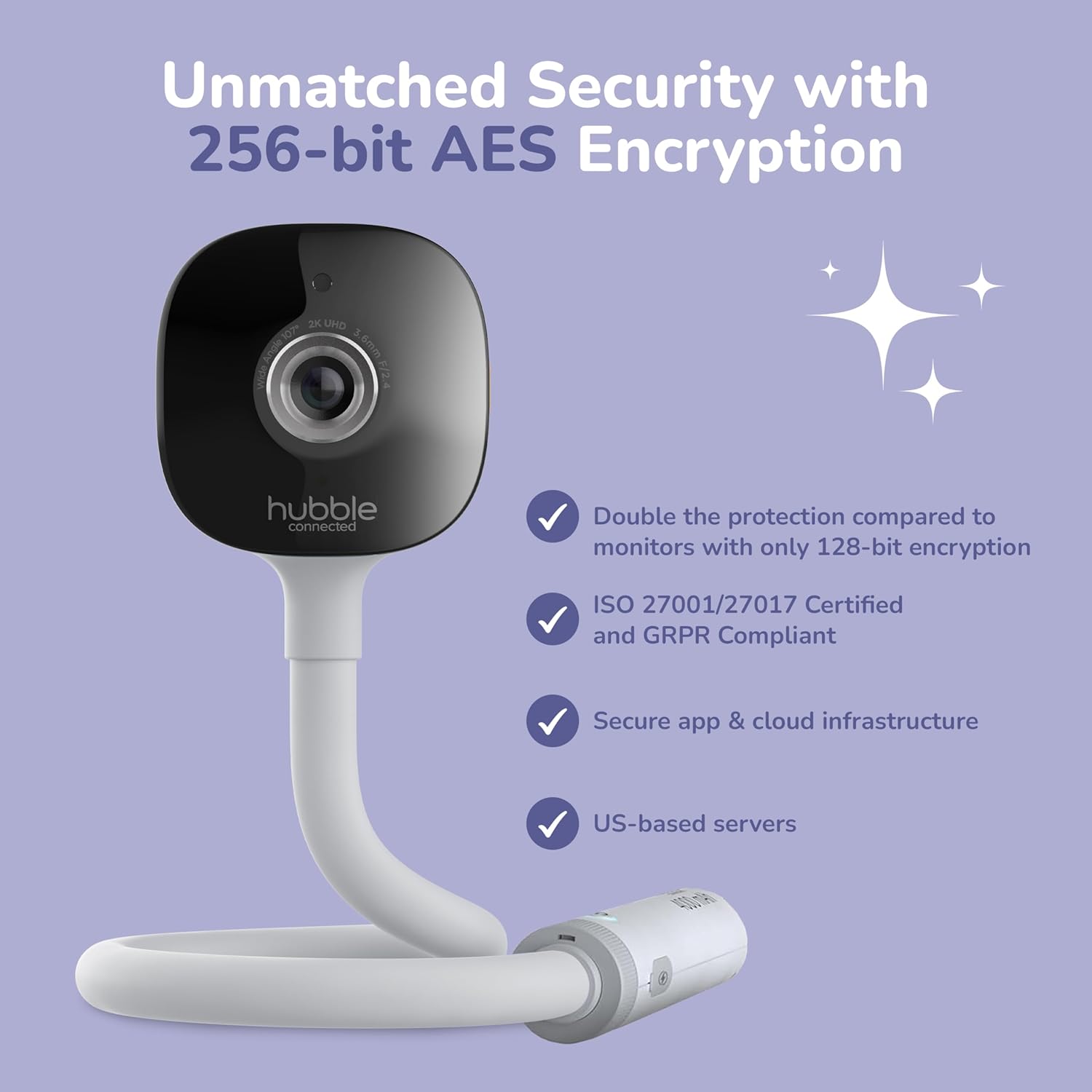 HUBBLE CONNECTED GoBaby AI Portable Baby Monitor — 2K Ultra Clear HD Baby Camera w/Portable Battery, Rollover Detection, True Cry Alerts, Sleep Analytics — Includes Flexible Mount and Power Cables