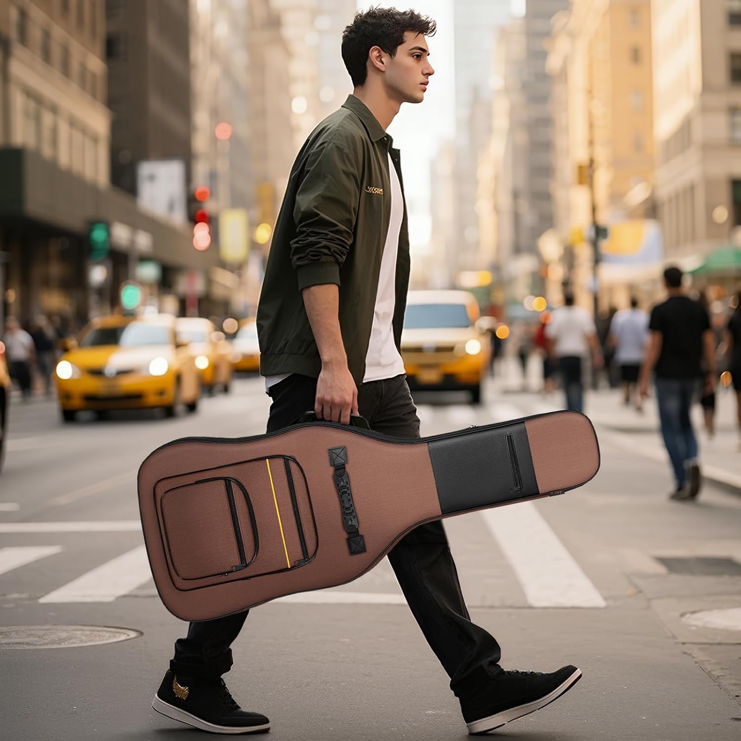 ANILD Bass Guitar Bag Bass Guitar Case Gig Backpack with Thick Padding Dual Adjustable Shoulder Strap Back Hanger Loop Anti-theft Pocket