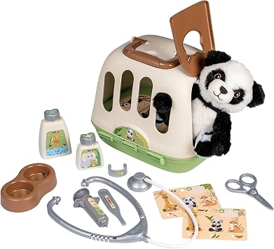 Smoby Mallette Vétérinaire 2-en-1 avec Cage de Transport et Peluche Panda Incluse