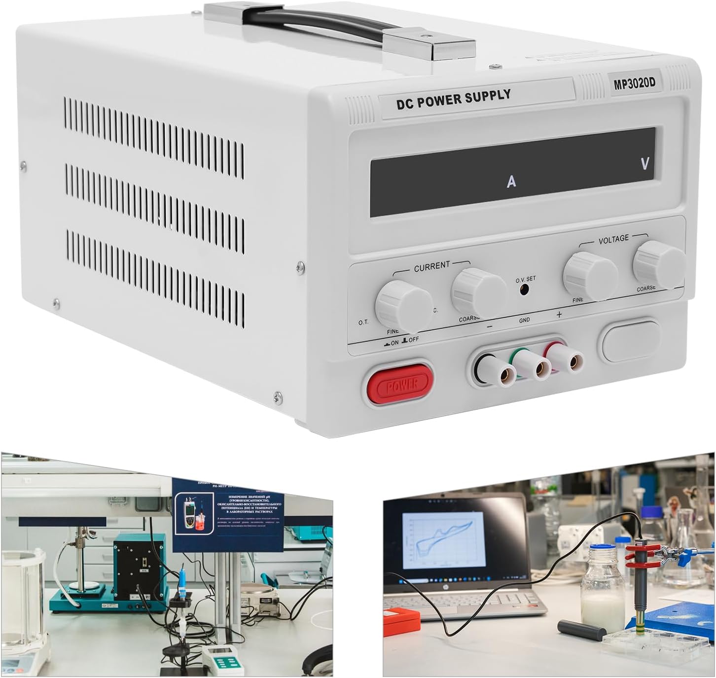 DC Power Supply, 0-30V 0-20A Variable Power Supply, Adjustable Switching Regulated Lab Power Supply, High Precision DC Power Source for DC Motors, DVD, Audio, Resistors, Capacitors