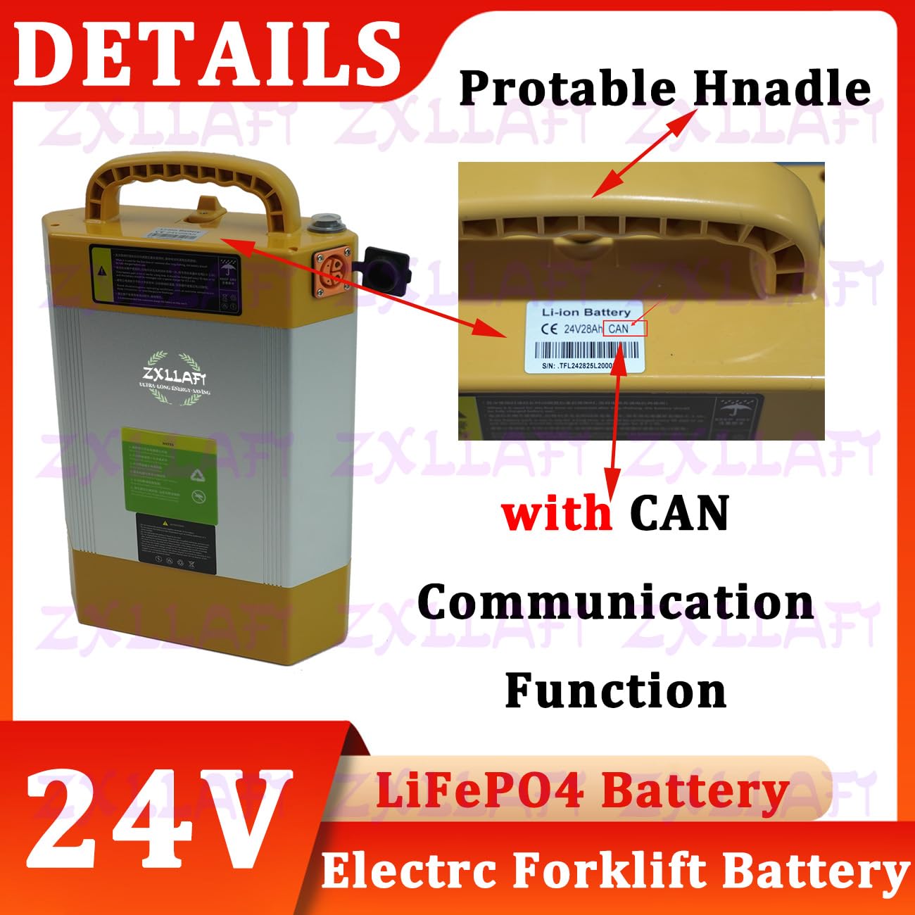 Batteria Carrello elevatore Elettrico 24V 48V con Can Batteria al Litio per transpallet CBD15JLI2 Batterie LiFePO4 per movimentatore telescopico CBD20JLI2