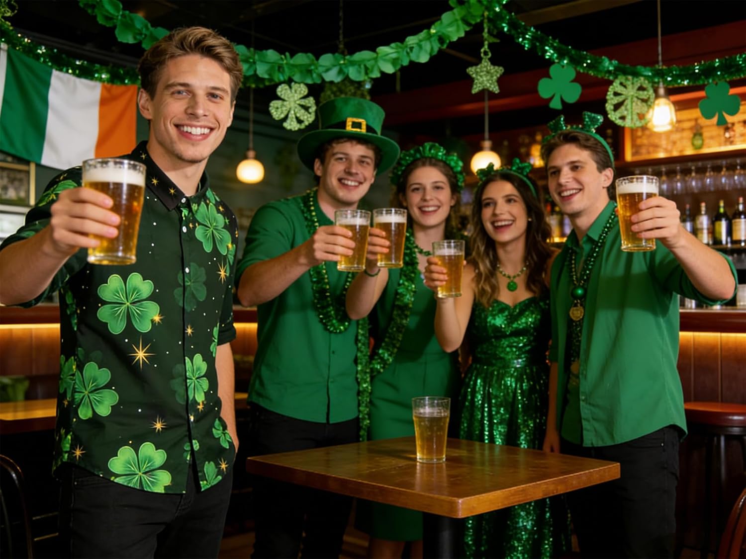 Mens St Patricks Day Shirt,Short Sleeve St Patricks Day Hawaiian Shirts for Men