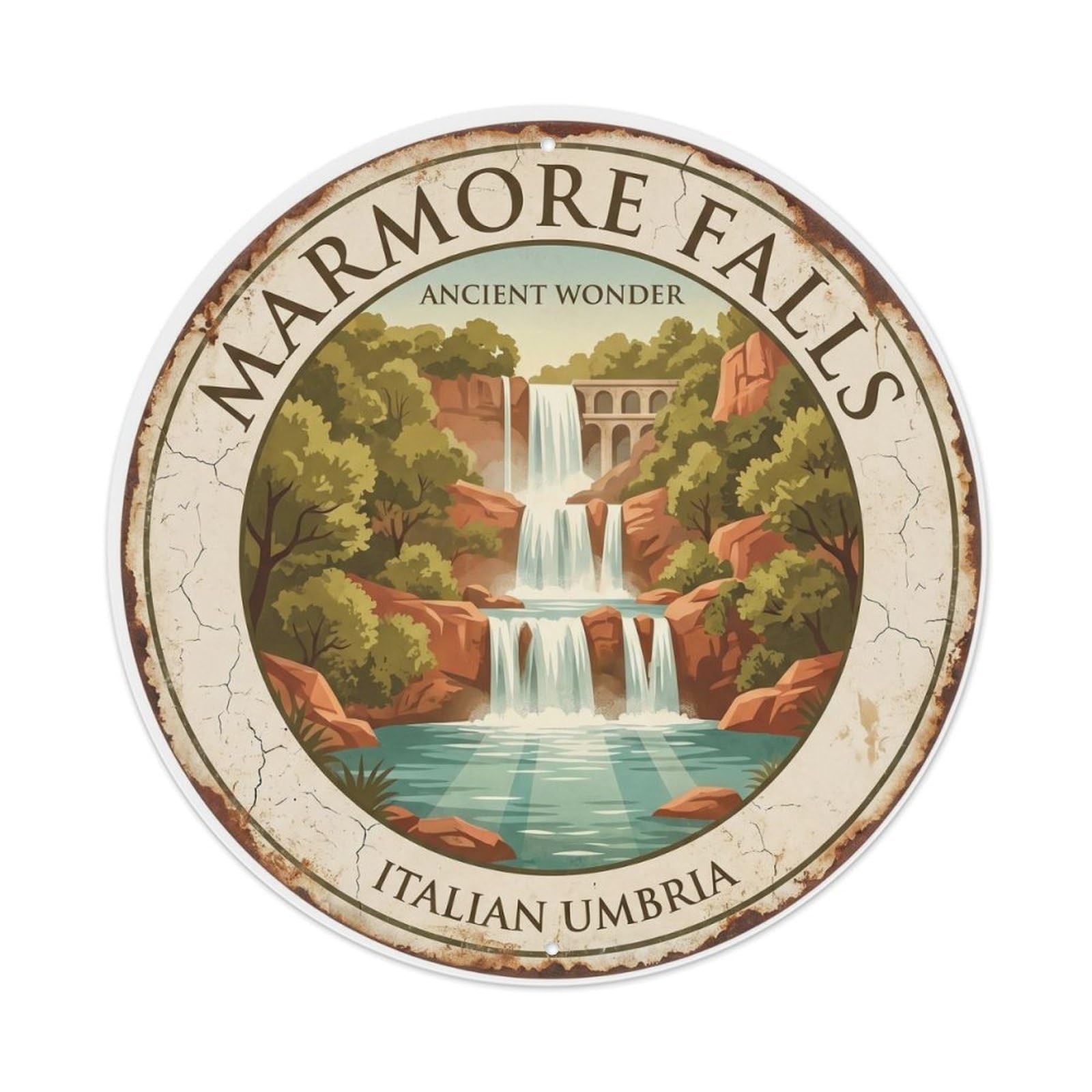 Vintage Travel Marmore Italy AncientMetal Tin Sign
