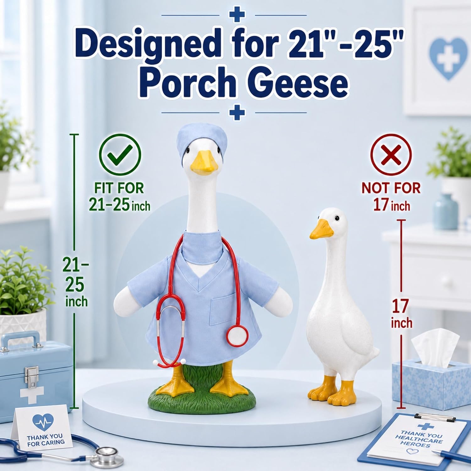Nurse Porch Goose Outfit for 23 Inch Lawn Statue image 4