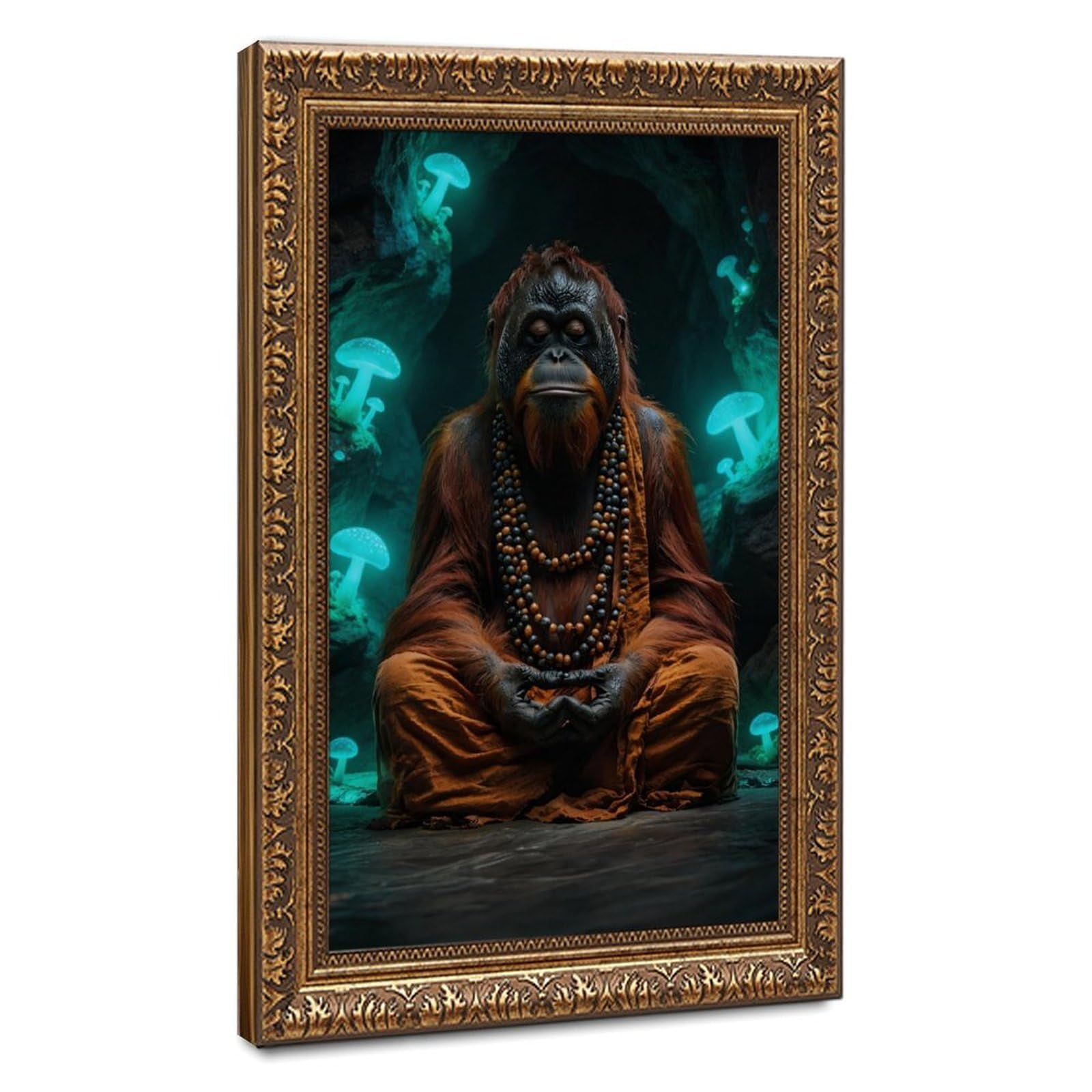 Bareronor Zen Ape Meditating Canvas Poster for Bedroom Decor Gift