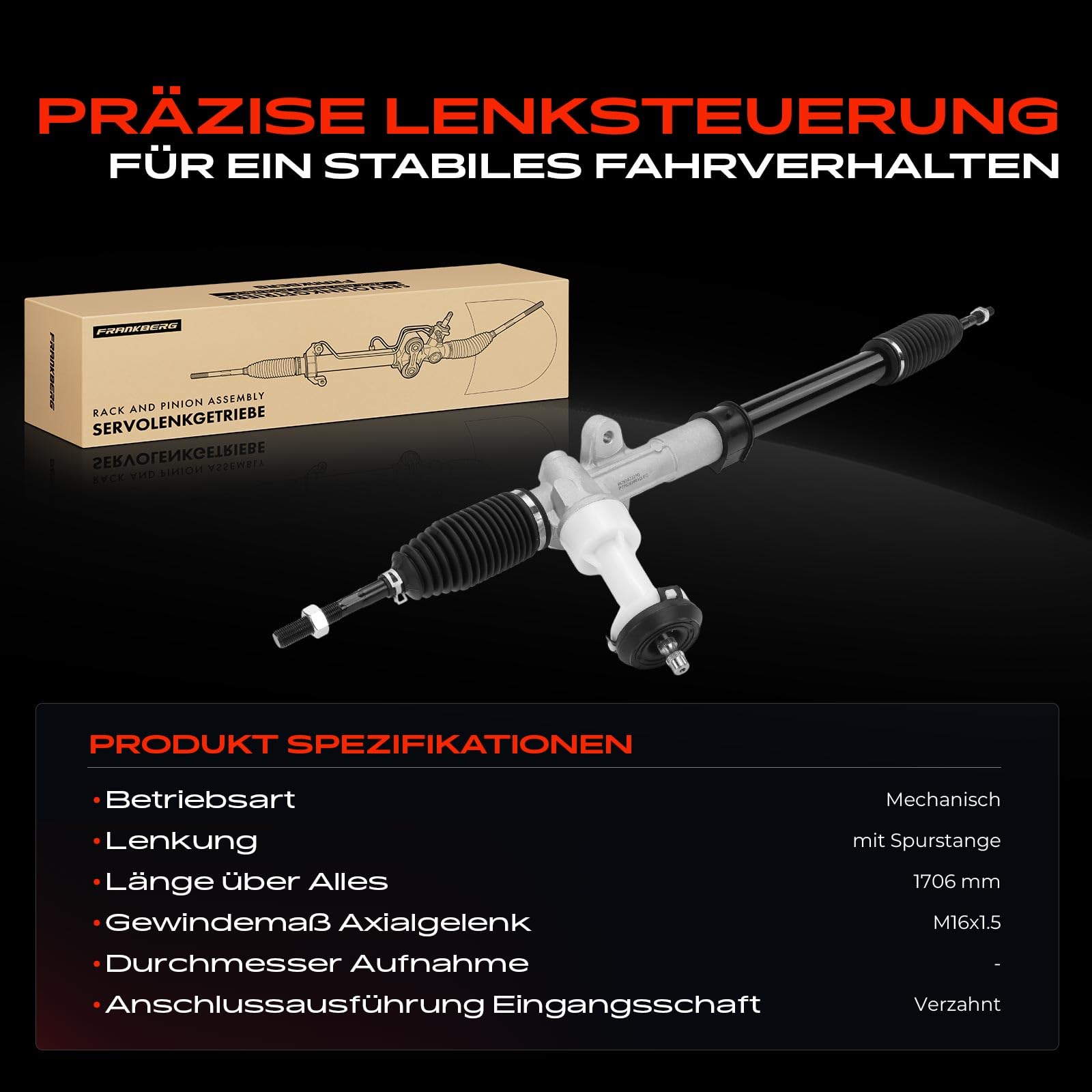 Frankberg Lenkgetriebe Servolenkgetriebe Mechanisch für Linkslenker Kompatibel mit iX35 EL ELH LM 1.6L-2.4L 2009-2015 Sportage SL 1.6L-2.0L 2010-2015 Replace# 565002S001