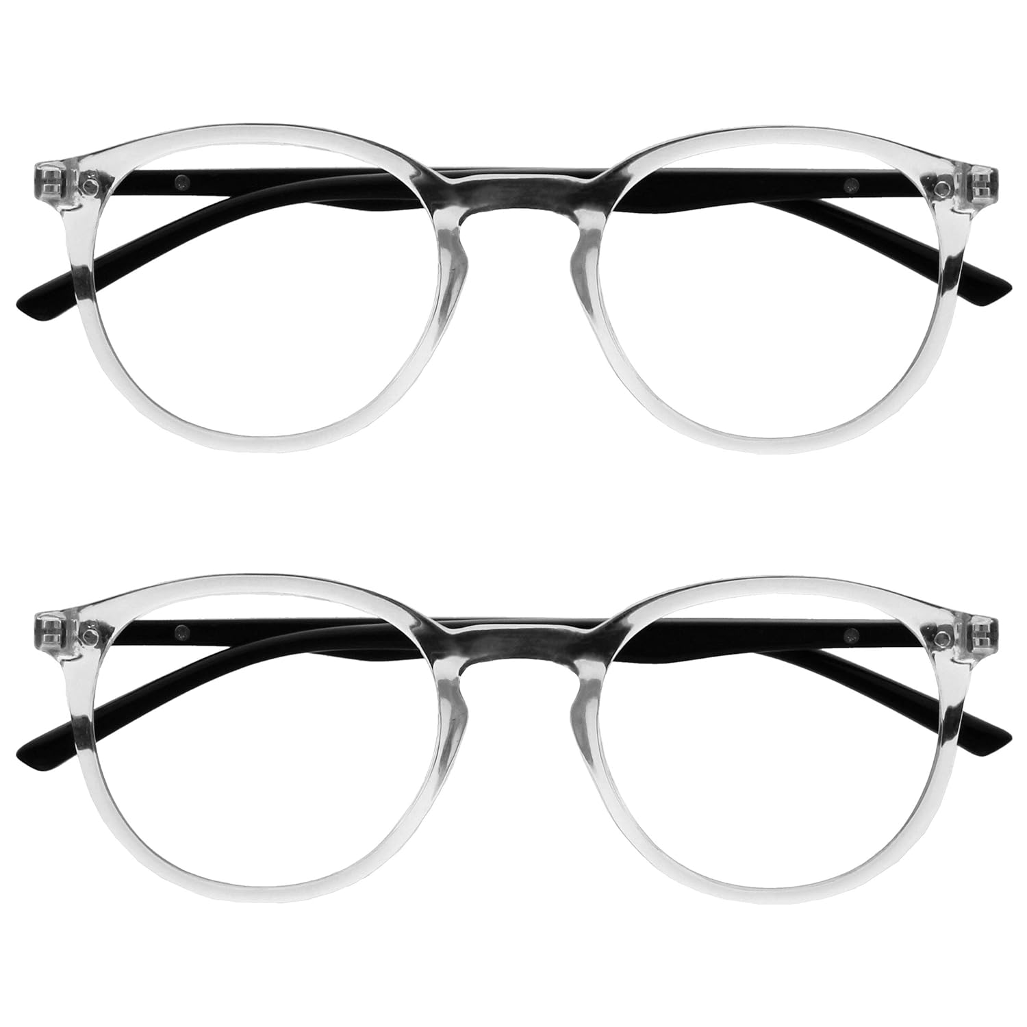OPULIZE MET Reading Glasses for Women Men Slim Round Frame with Spring Hinges and Scratch Resistant Clear 2