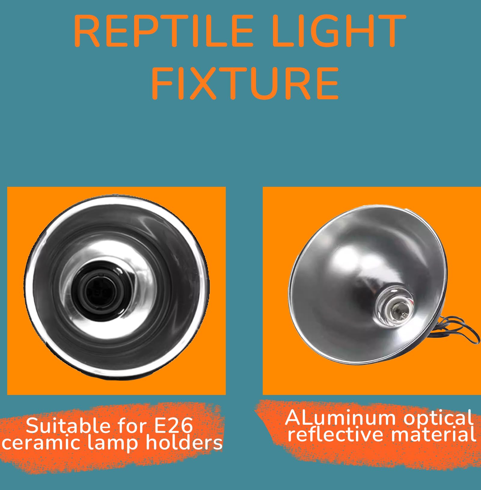 8.5 Inch Reptile Light Fixture, Dome Heat Lamp with UVB Basking, E26 Base for Amphibian & Reptile Terrariums - image 6