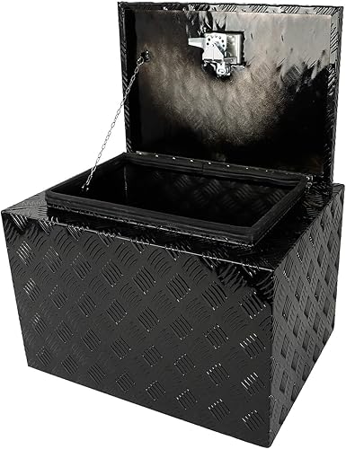 Caja de herramientas de aluminio chapada en negro de 24 pulgadas para camioneta, caja de herramientas impermeable para debajo de la carrocería, caja