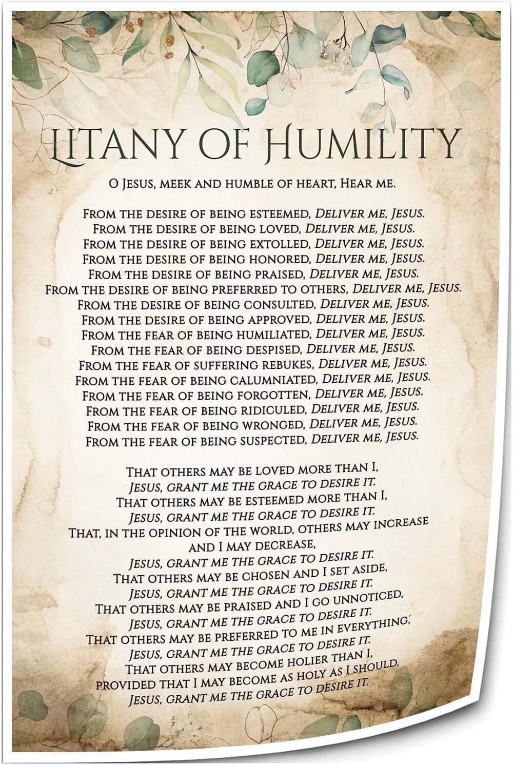 LLBOGRGGN Litany of Humility Wall Decal Quote Sticker Art for Bedroom Living Room Home Decor Removable Religious Vinyl Art