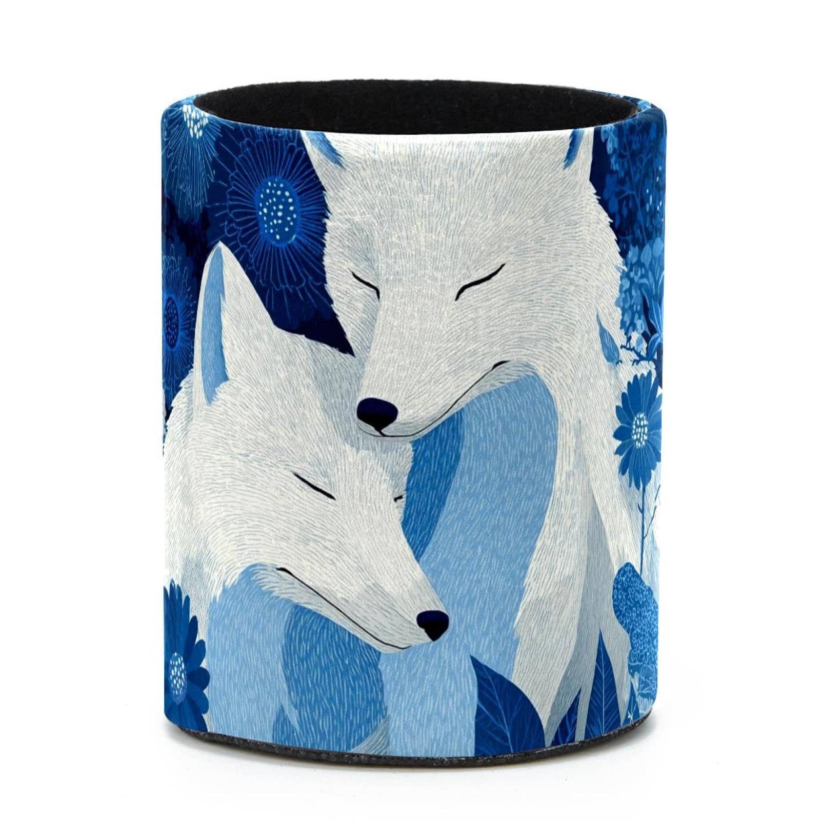 VAPOKF Round Pencil Holders for Desk, Foxes Pen Holders Pen Pot Makeup Brushes Storage Desktop Stationery Supplies Organiser for Home Office
