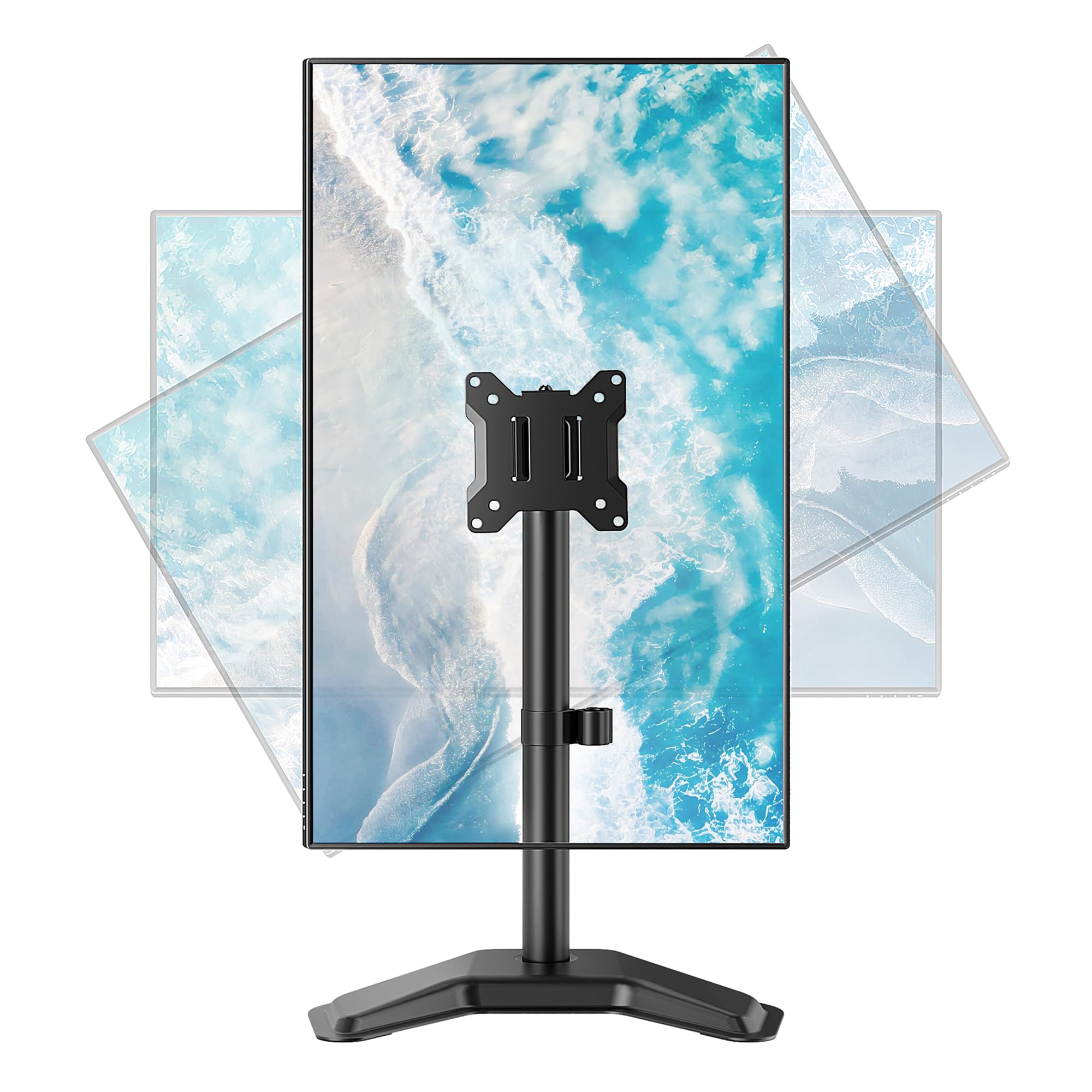 Photo 1 of monTEK Stable Single Monitor Stand, Freestanding Monitor Arm for 17 to 32 inch & 22lbs Capacity Screen, Adjustable Height Desk Mount with Swivel and Tilt, VESA 75x75/ 100x100mm