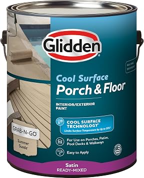 Glidden Porch and Floor with Cool Surface Technology Satin Interior/Exterior Paint, Summer Suede, 1 Gallon
