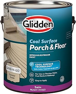 Glidden Porch and Floor with Cool Surface Technology Satin Interior/Exterior Paint, Summer Suede, 1 Gallon