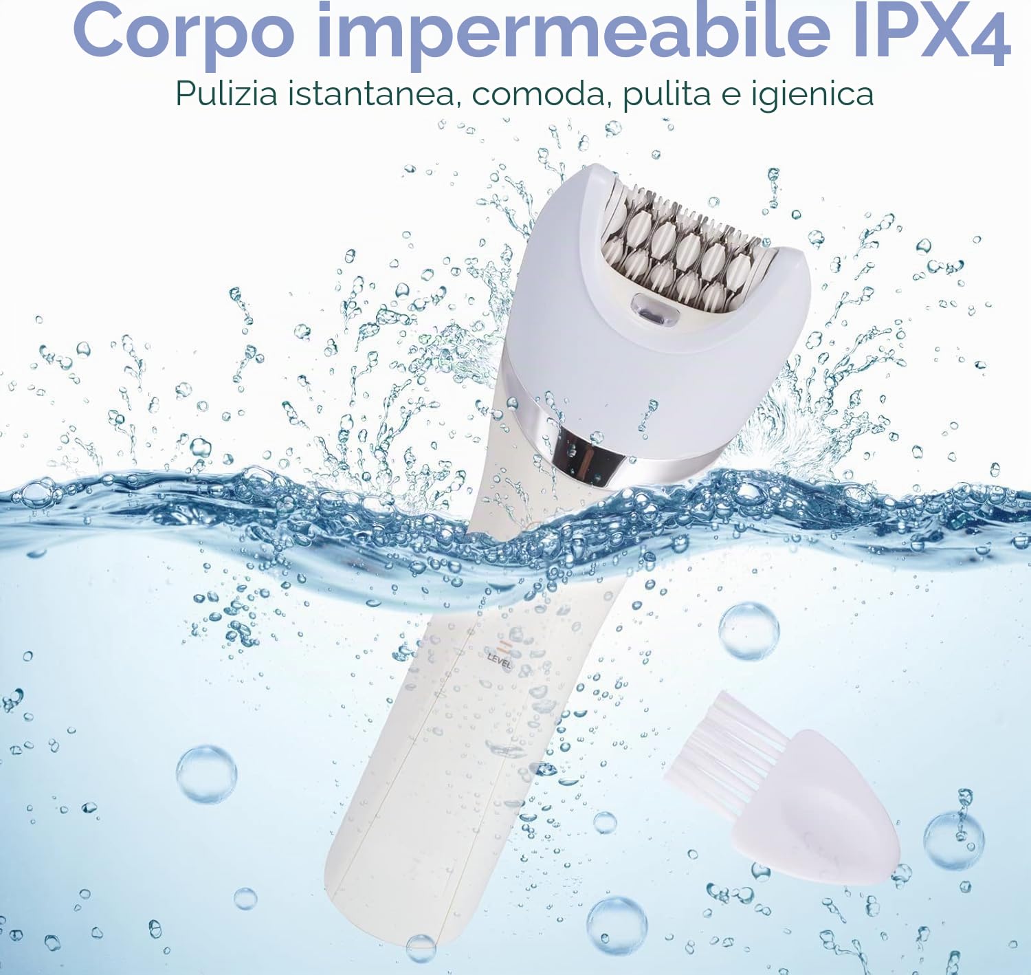 Epilatore Elettrico Wireless 5 in 1 per Donna, per Gambe e Corpo, Bagnato e Secco, con Rasoio, Esfoliante, Pulizia e Massaggi