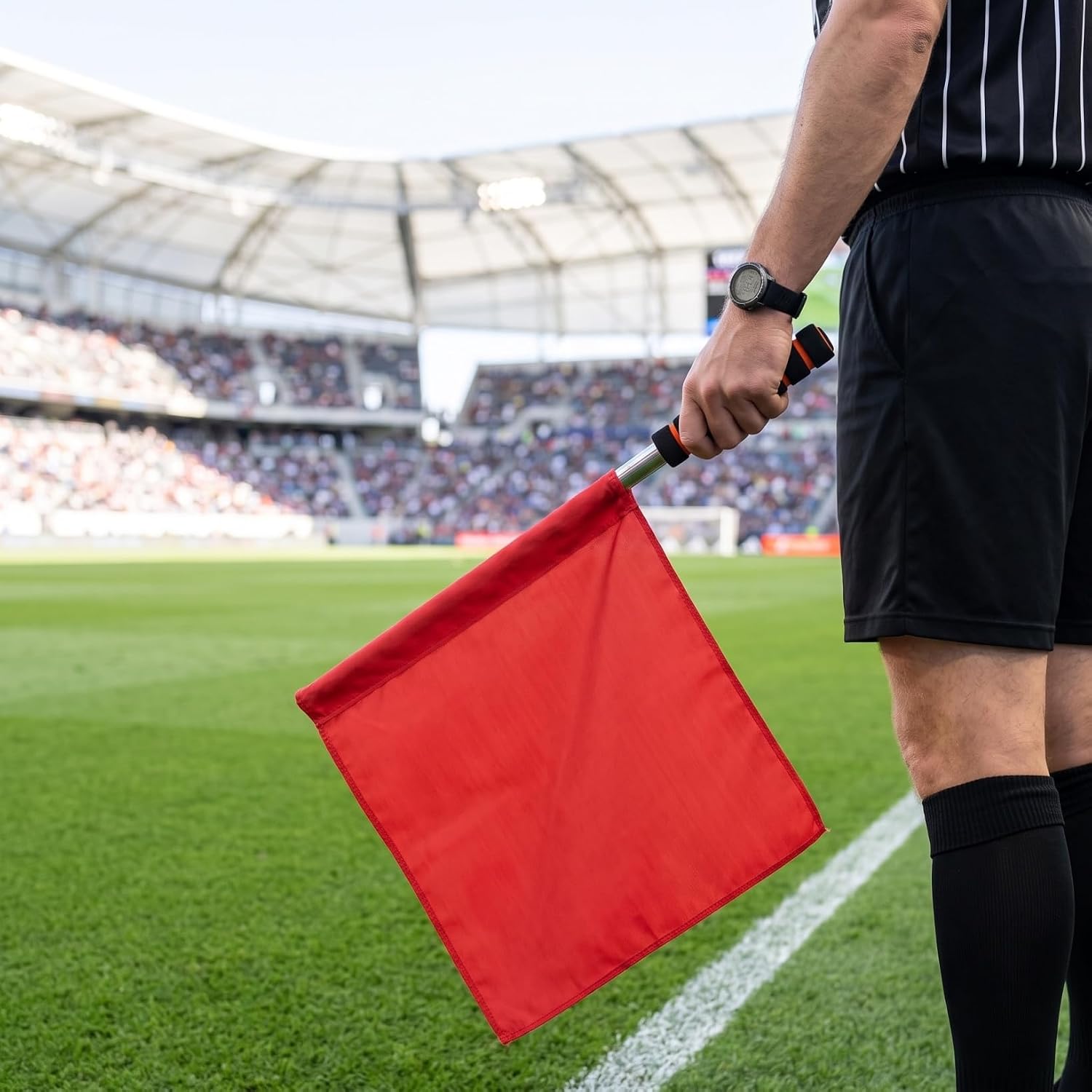 Angoily Referee Flags, 4Pcs High Visibility Soccer Linesman Flags with Stainless Steel Pole