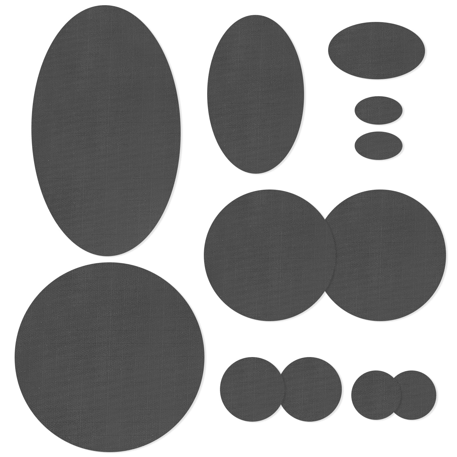 12PCS Down Jacket Repair Patch, Self Adhesive Nylon Fabric Repair Patch Tape for Down Jackets, Coats, Tents Clothing Repair Tape - Dark Grey