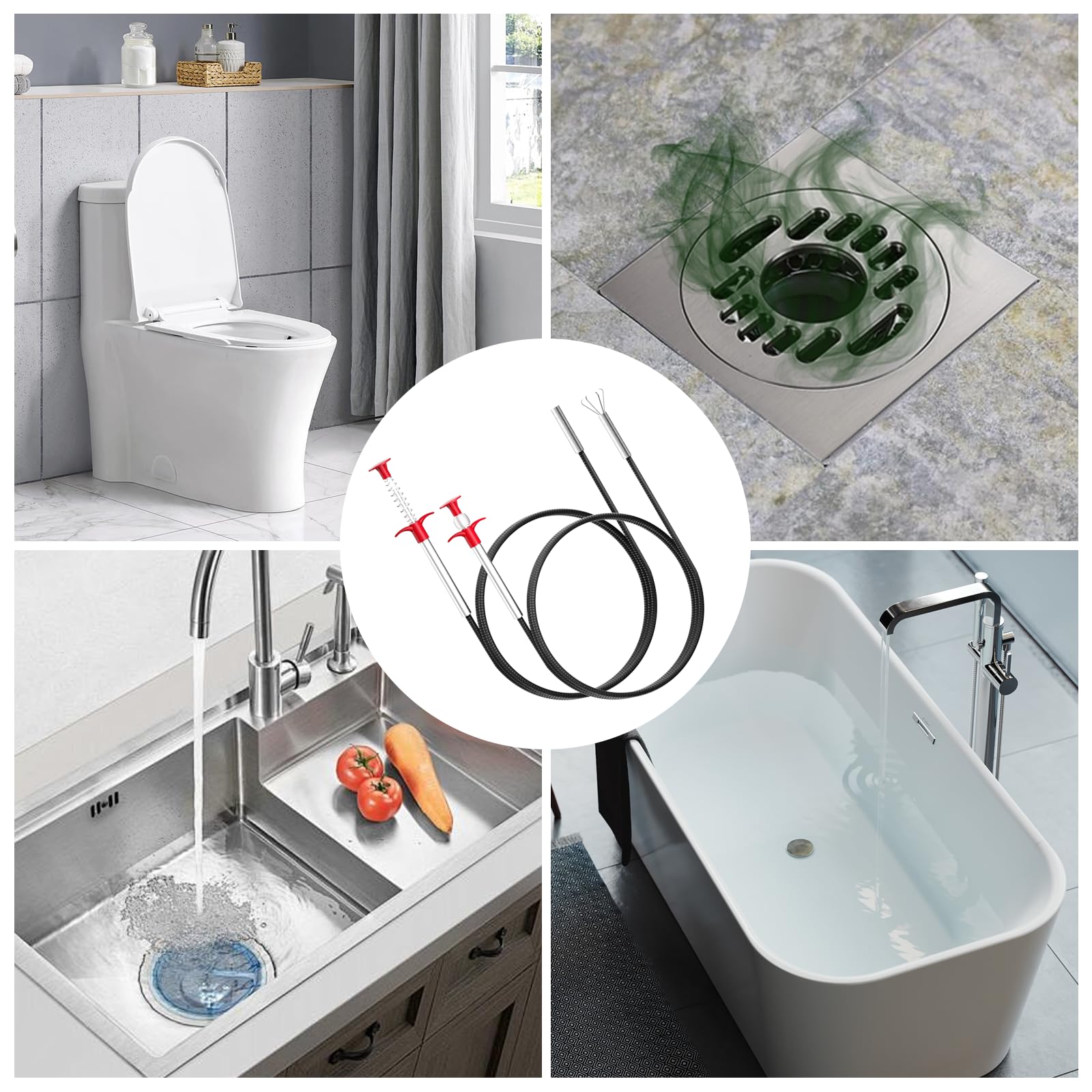 Pinza Drenaje Fregadero Desatascador Tuberías Acero Pinzas Desatascadoras Para Desagües - Gancho Flexible De Acero Inoxidable Para Limpiar Tuberías Pinza Desatascadora Desagues